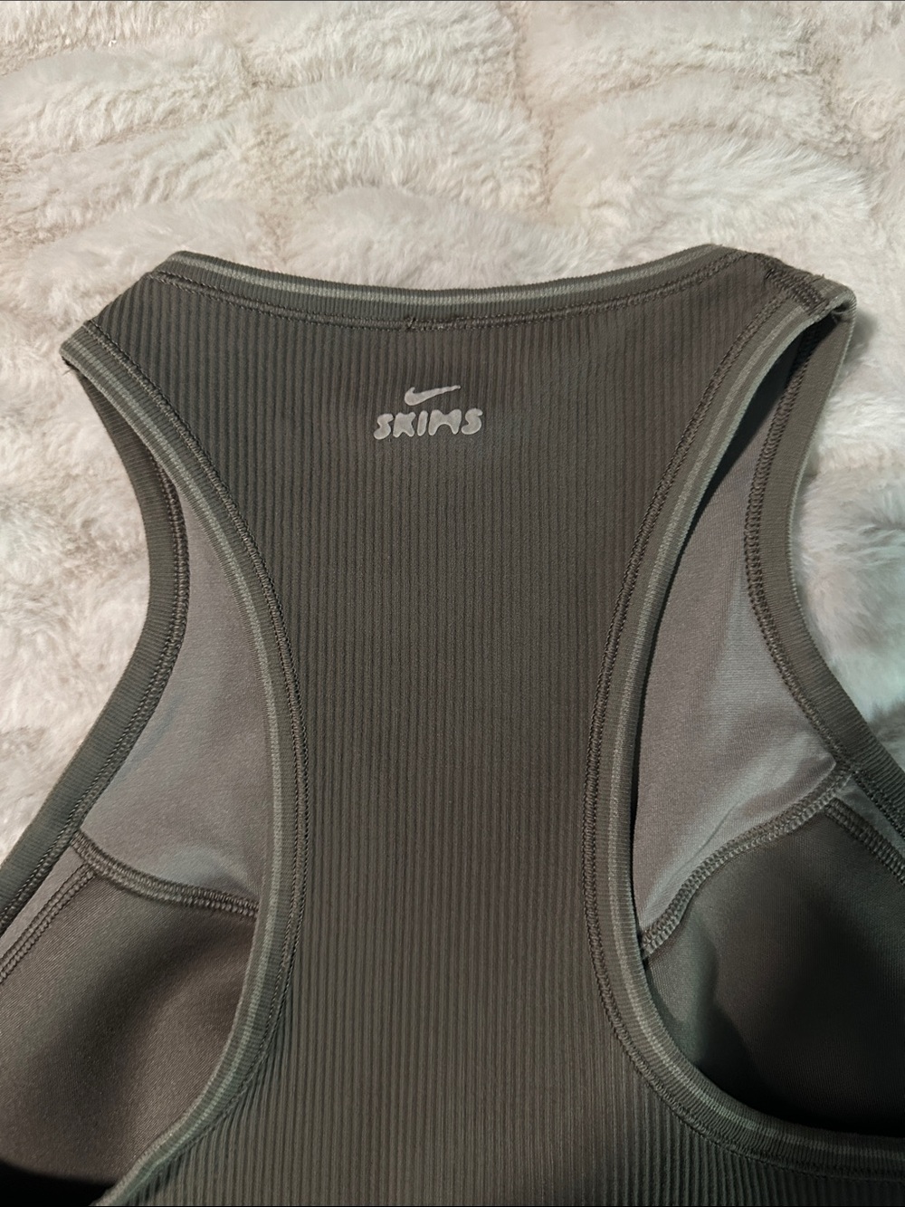 Nike SKIMS Olive Ribbed Racerback Tank Top - Picture 2 of 7